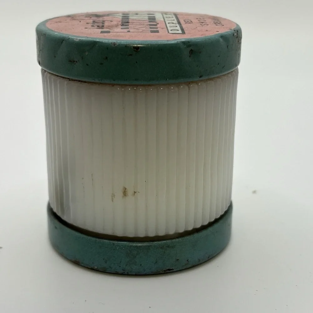 Vintage Lady Esquire Duplex Patent Leather Shoe Cream Milk Glass Jar‎